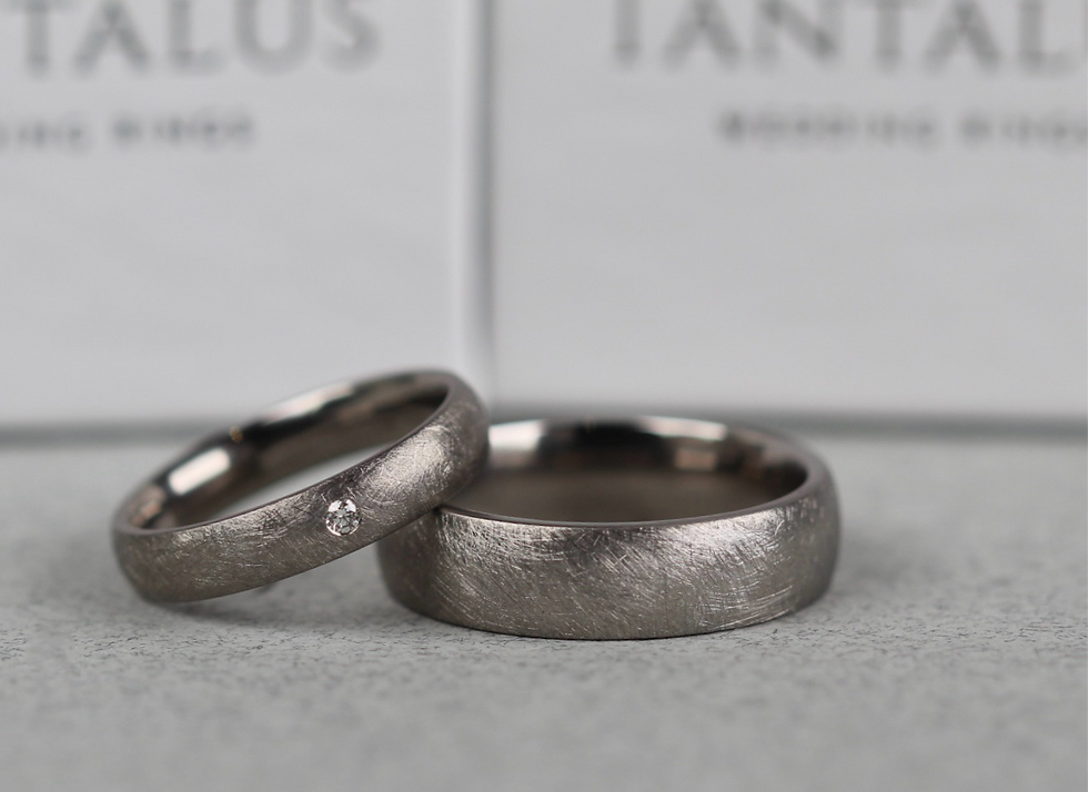 Slim Titanium Diamond Set Wedding Ring Heavy Matt Finish