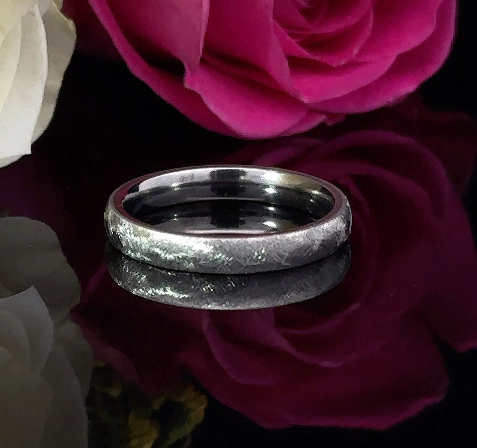 Titanium Slim Wedding Ring Cross Matt Finish. Comfort fit.