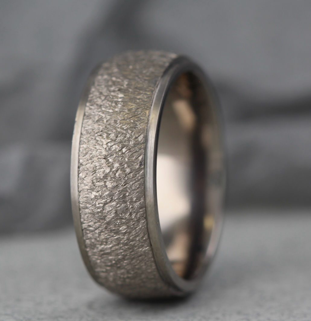 Titanium Ring Asteroid / Meteorite Matt Finish and Stepped edges. Comfort fit