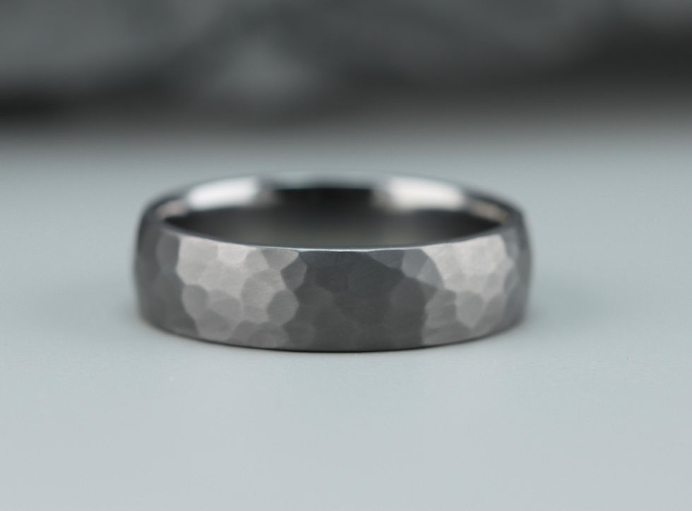 Thumbnail: Tantalum Wedding Rings Set. Faceted effect matt finish. Comfort fit.