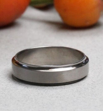Thumbnail: Titanium Wedding Ring Matt Finish. Concave Shape Edges.