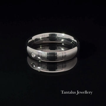 Thumbnail: Titanium Slim Wedding Ring Diamond Set Polished Finish. Comfort fit.