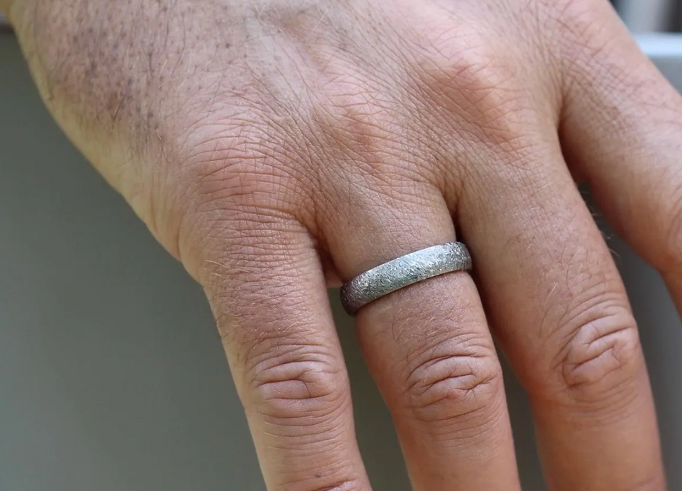 Thumbnail: Titanium Ring Meteorite Surface Effect/ Asteroid Effect.  Titanium asteroid effect ring. Comfort fit. Titanium wedding ring.