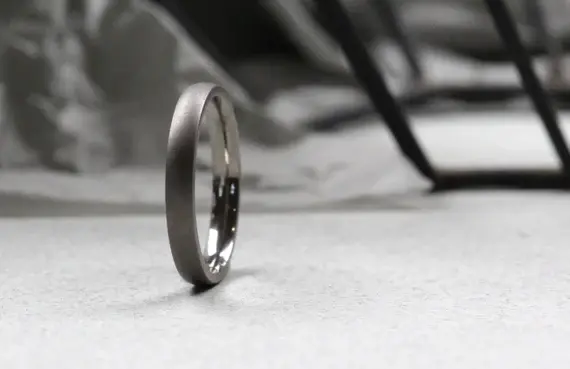 Titanium Slim Wedding Ring Ice-effect Matt Finish. Comfort fit.