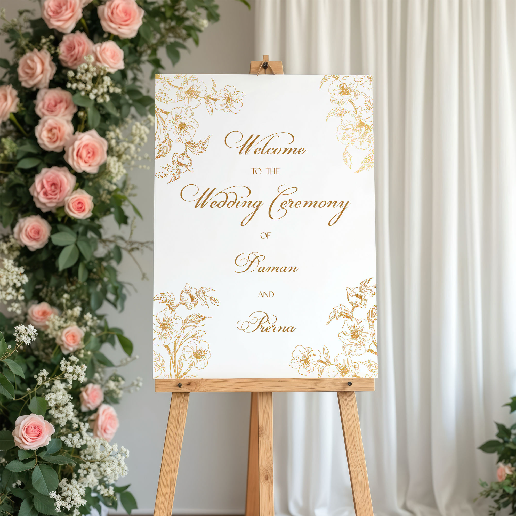 White and Gold Floral