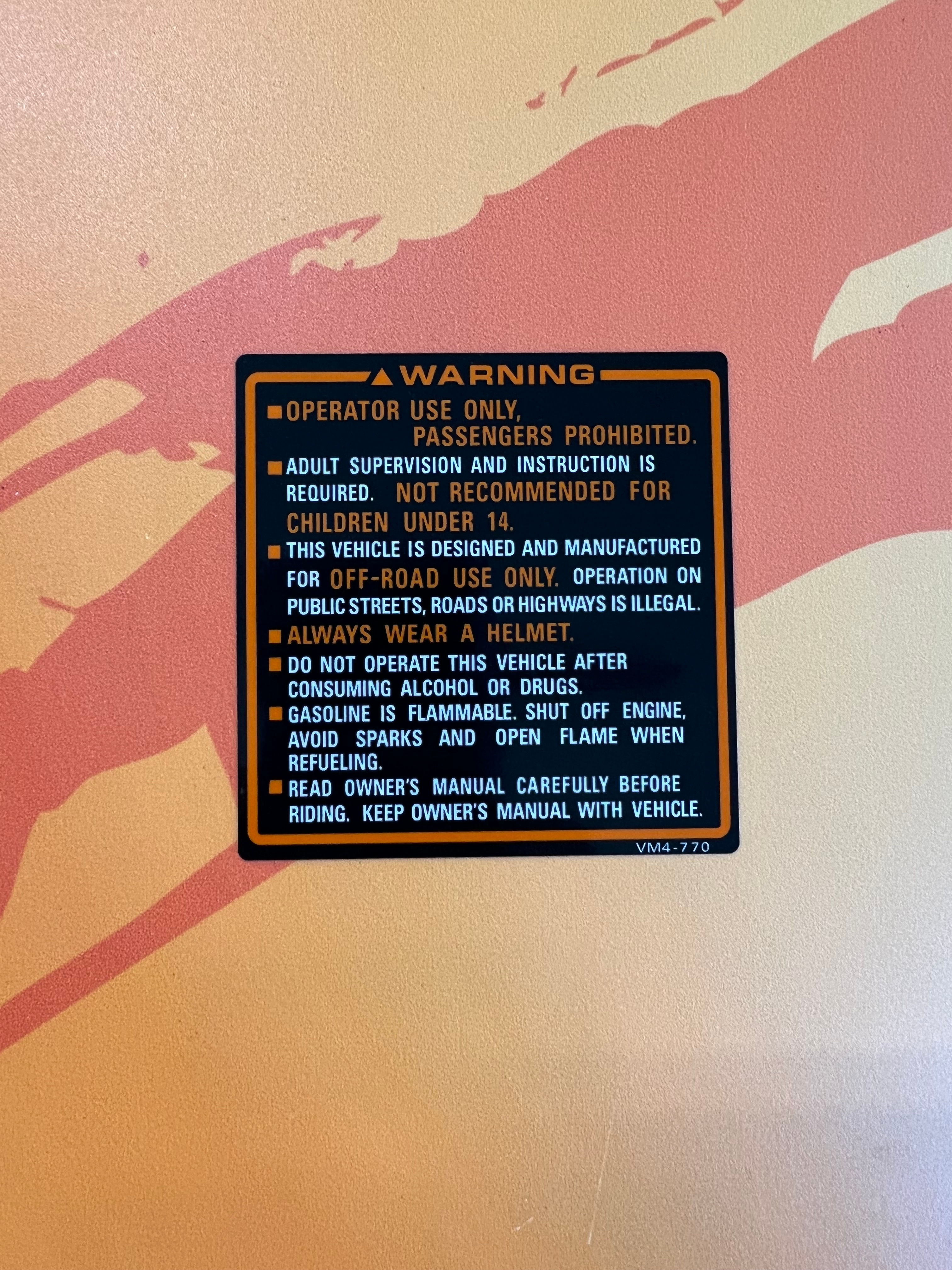 1986 ATC200S Tank Warning