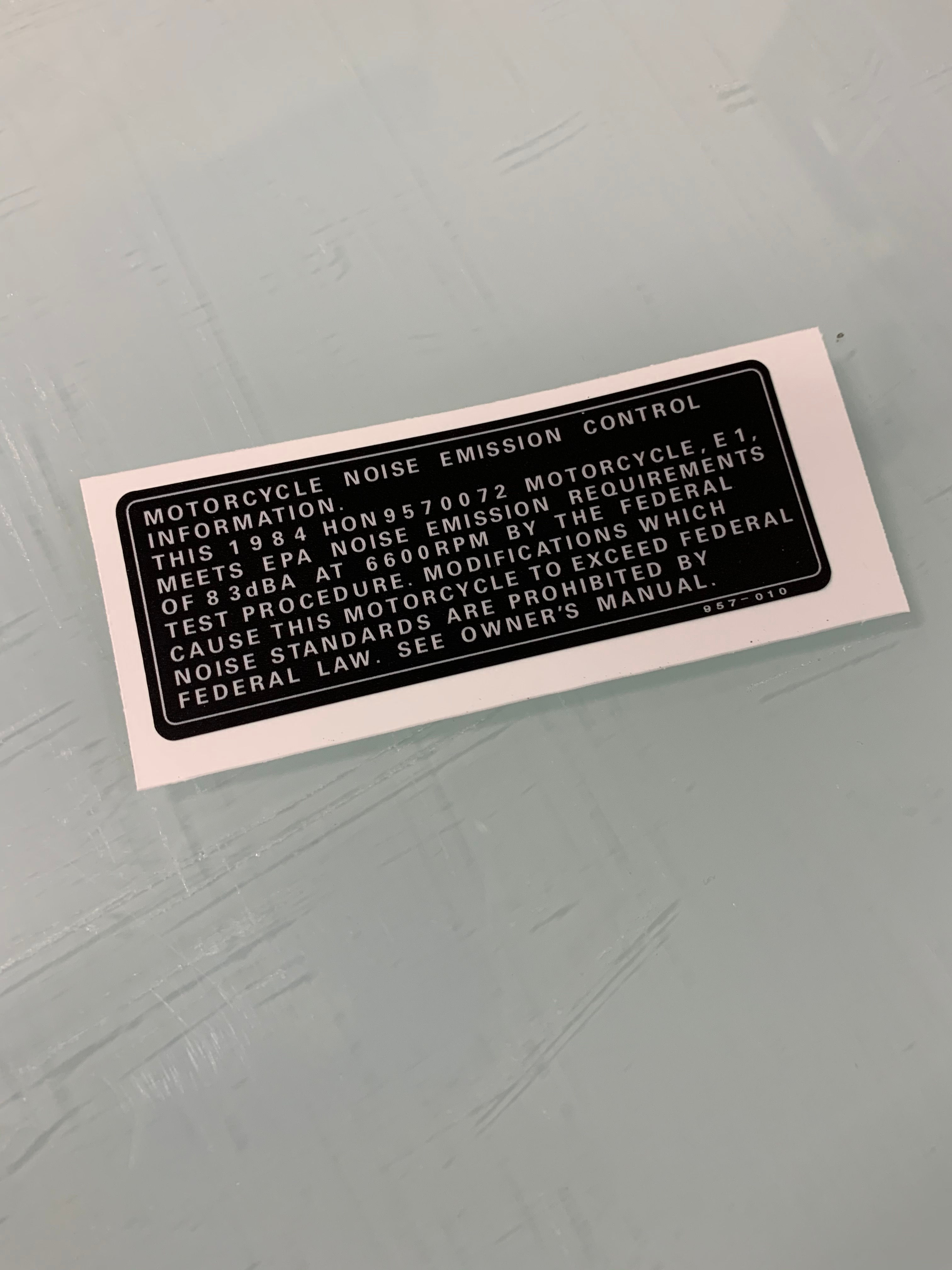 1984 ATC70 Emission Decal