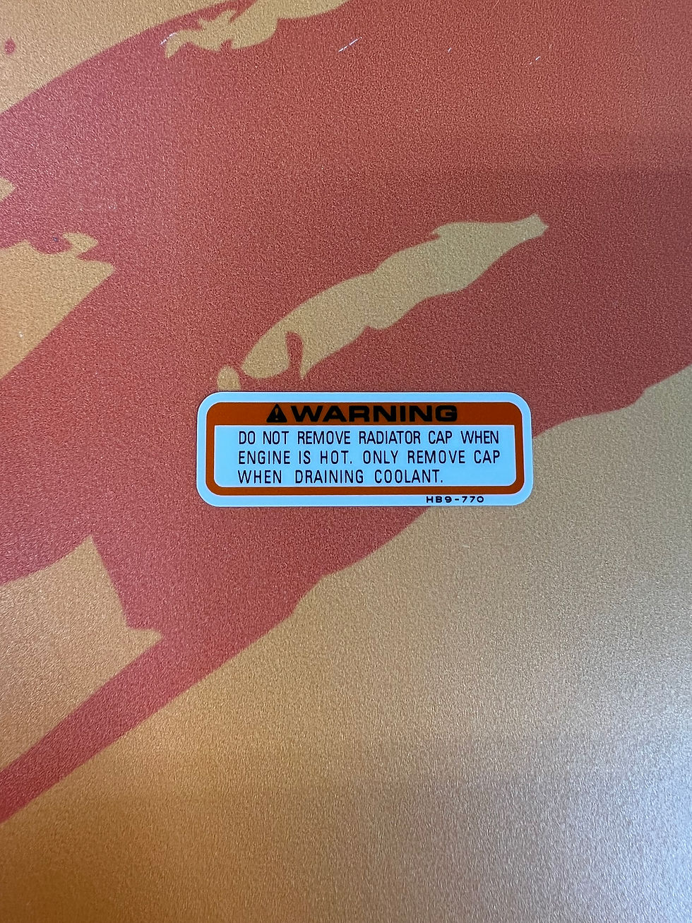 19881989 TRX250R Radiator Cap Warning Blue Line Graphics