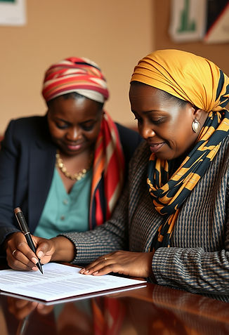 A kenyan woman signing a sales agreement.jpg