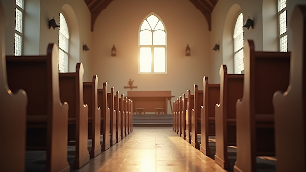 Eye-level view of a church hall set up for a community gathering