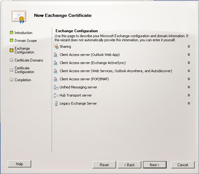 Exchange Configuration Options