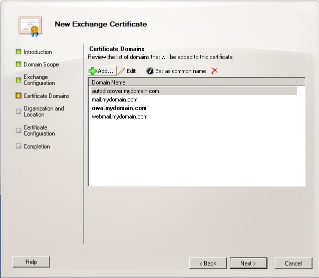 Domains you are going to request a certificate for