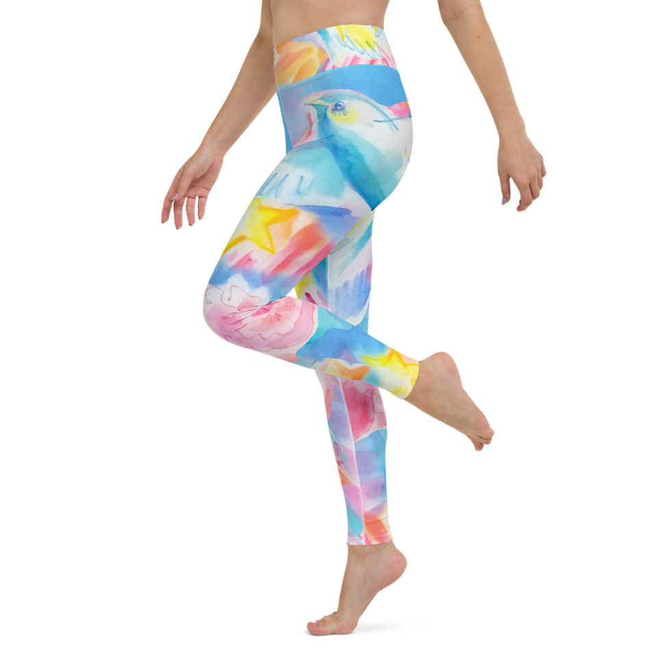 Thumbnail: BIRD AND FLOWERS - All-Over Print Yoga Leggings