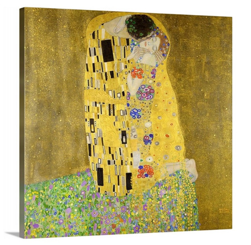 The Kiss - Gustav Klimt Painting on Canvas Size 66x36 Inches | FARBZ