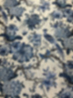 Blue Birds In Flower Bloom Polysilk Fabric - Tissu Polysilk avec des oiseaux bleus dans des fleurs - Asamani Fabrics