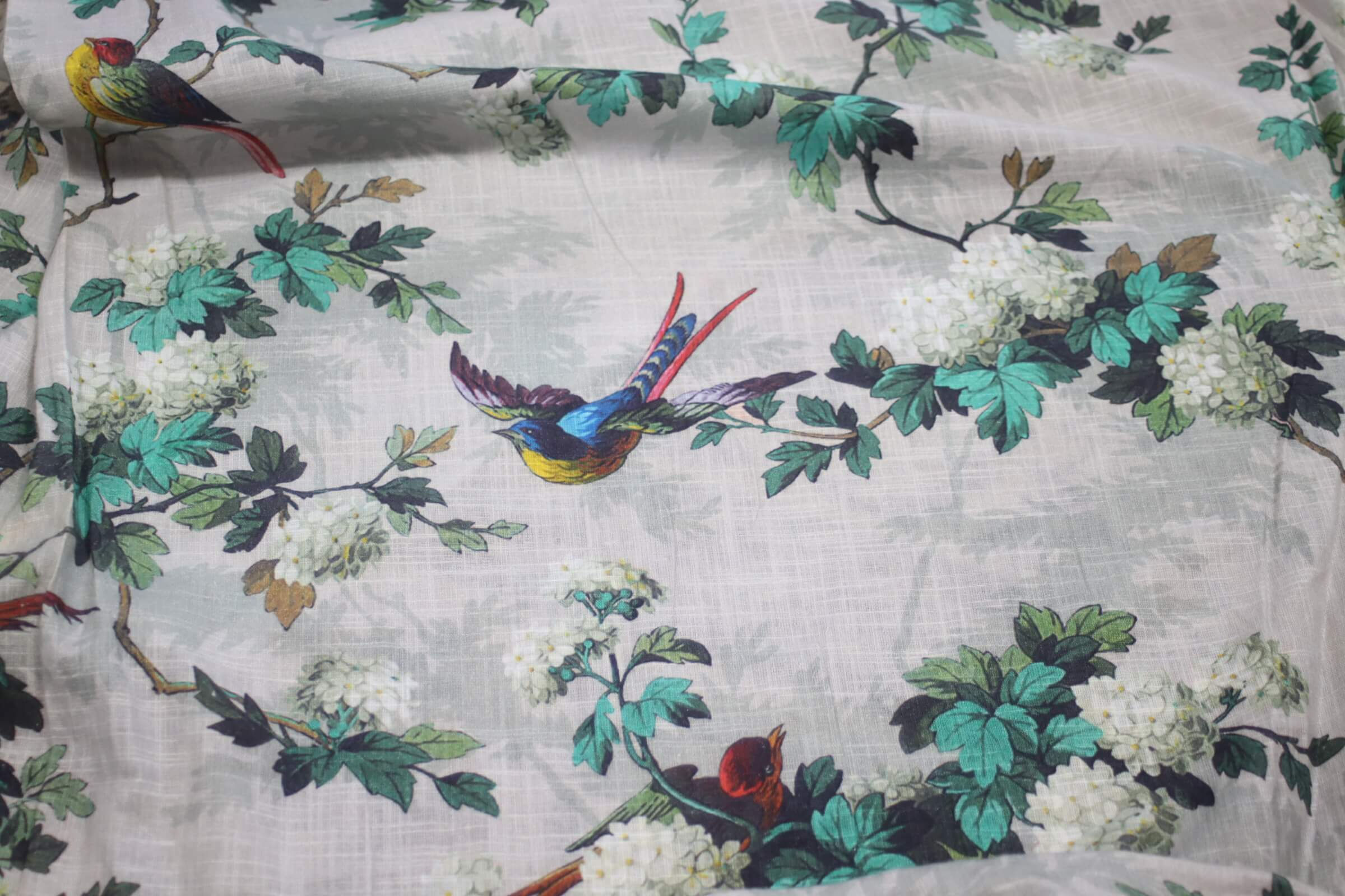 Birds Of Paradise Khadi Cotton Fabric - Tissu Coton Khadi Oiseaux De Paradis - Asamani Fabrics