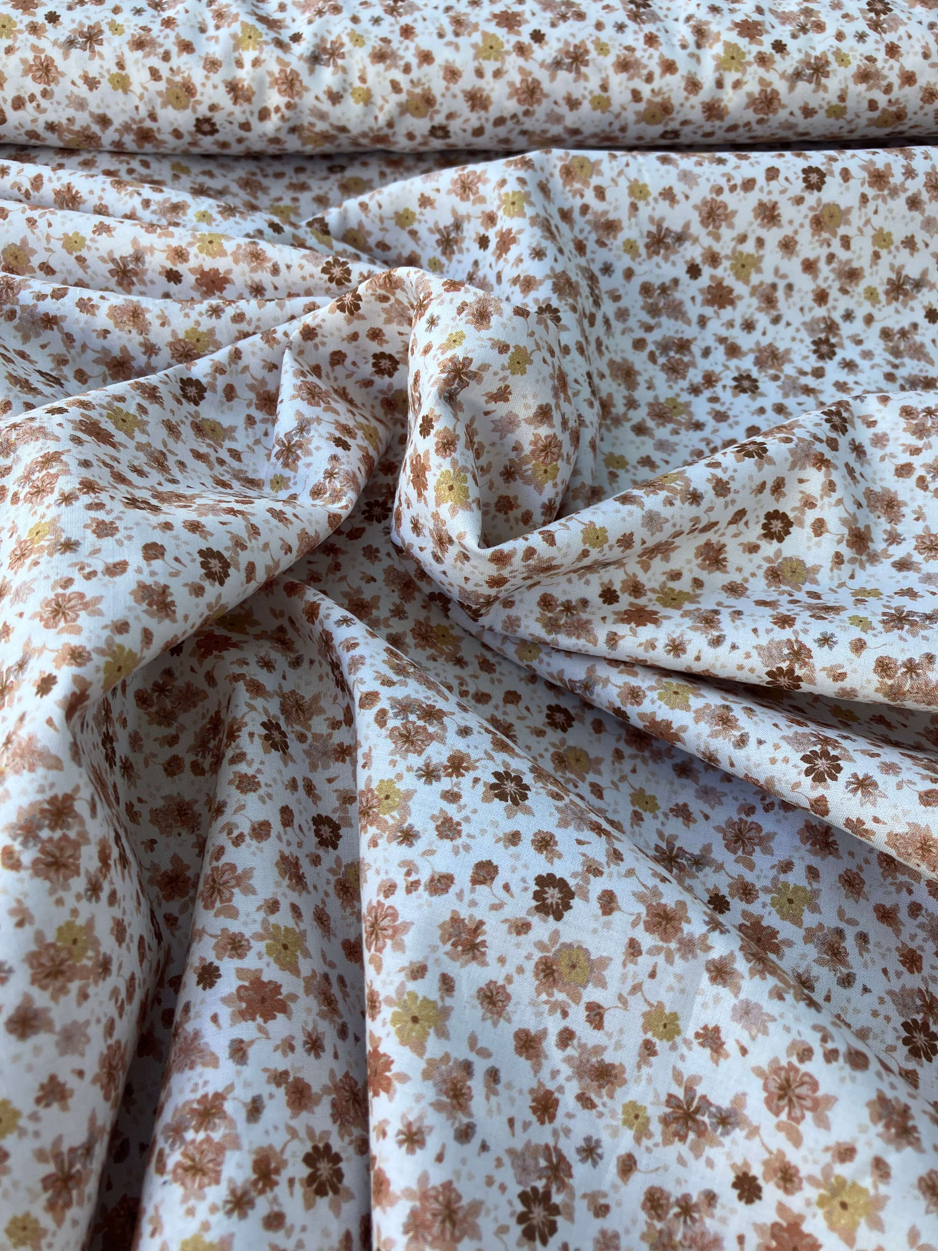 Brown Meadow Cotton Fabric - Tissu Coton Prairie Marron - Asamani Fabrics