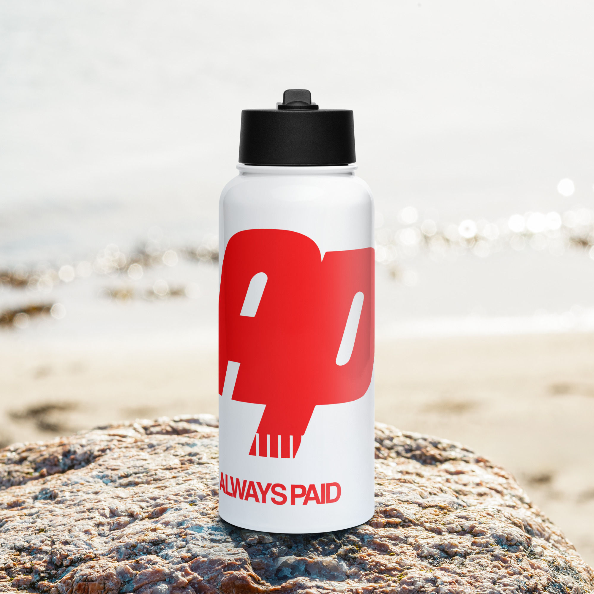 Stainless steel water bottle with a straw lid