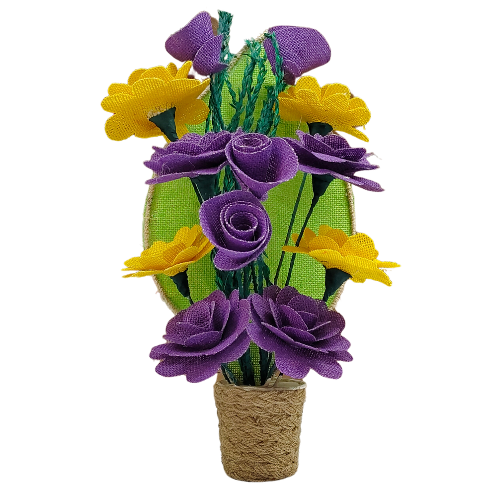Jute Flowers Everlasting Stand Bouquet with Big Leaf