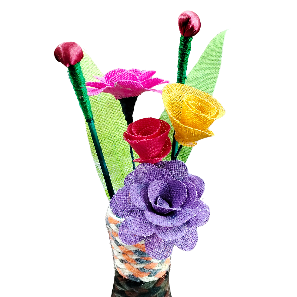 Jute Flowers Sustainable Handmade 2 Leaf Bud Stand Bouquet