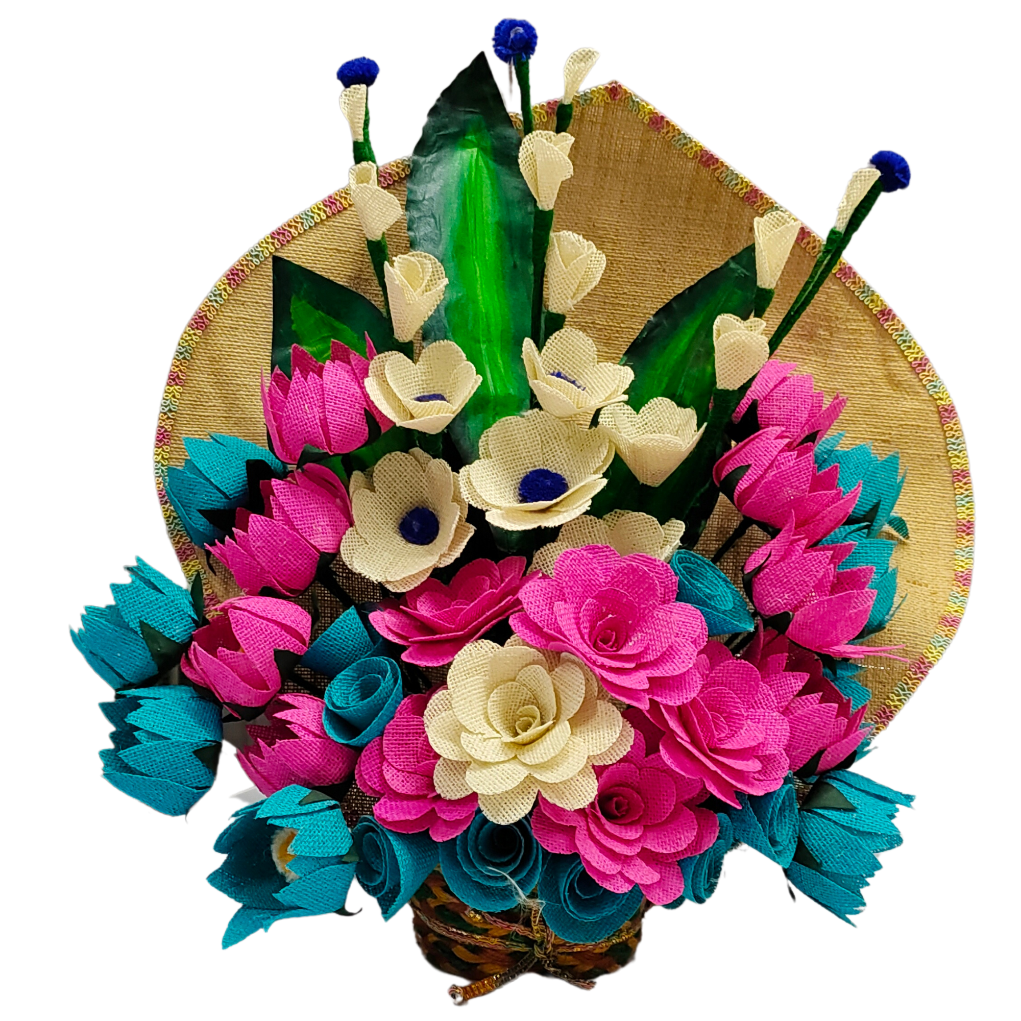 Jute Flowers Bouquet with Lotus Flowers (multi-colour)