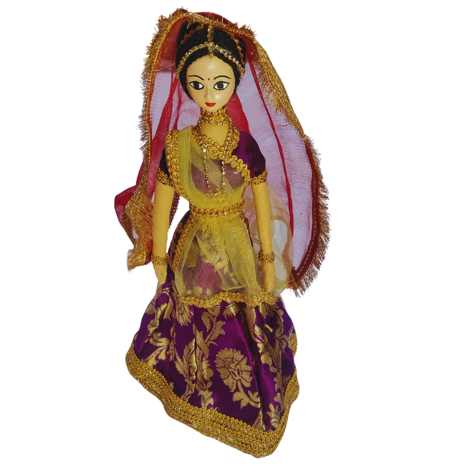 Handmade Traditional Bride Doll | Ethnic Wedding Doll in Purple Lehenga