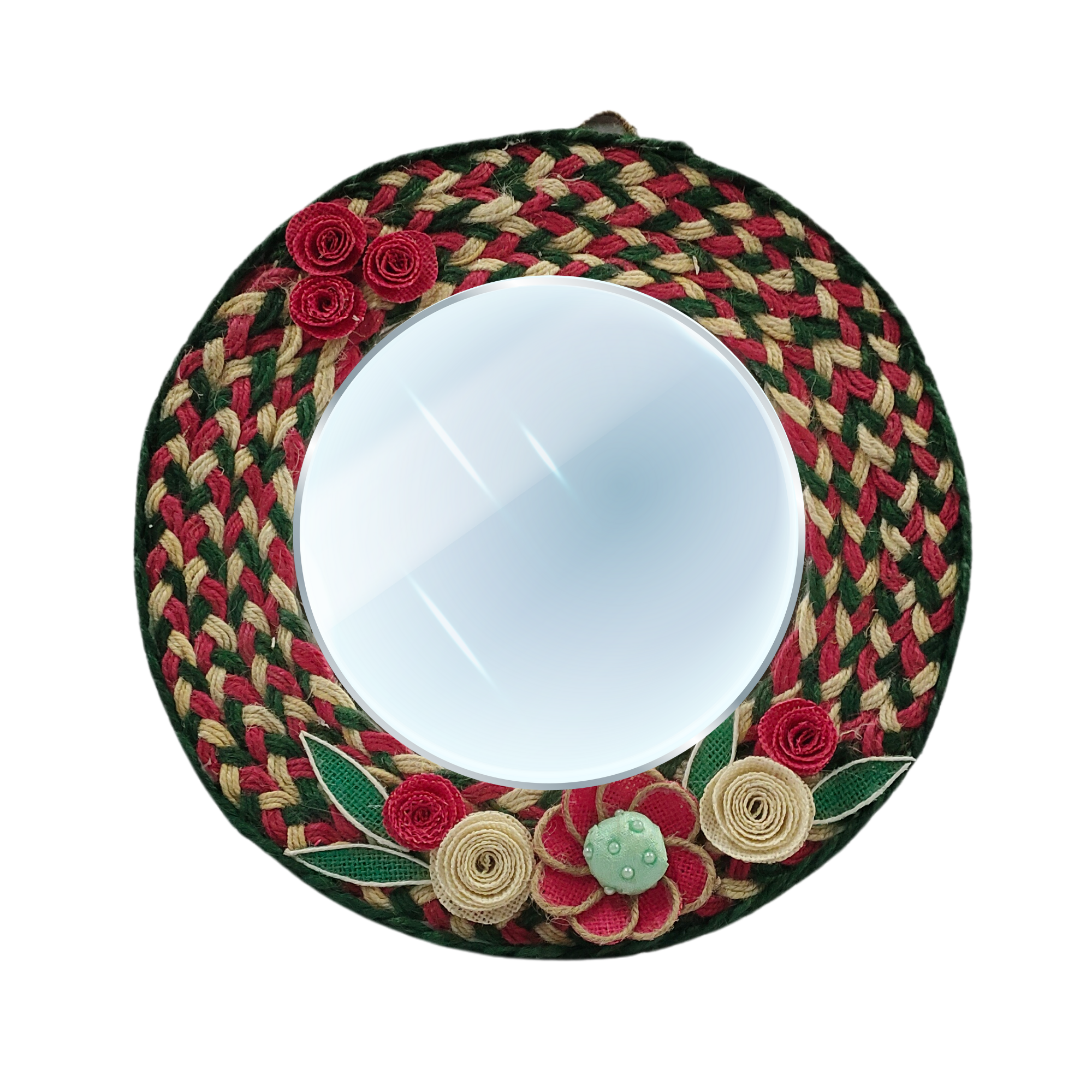 Handmade Jute Design Hanging Face Mirror