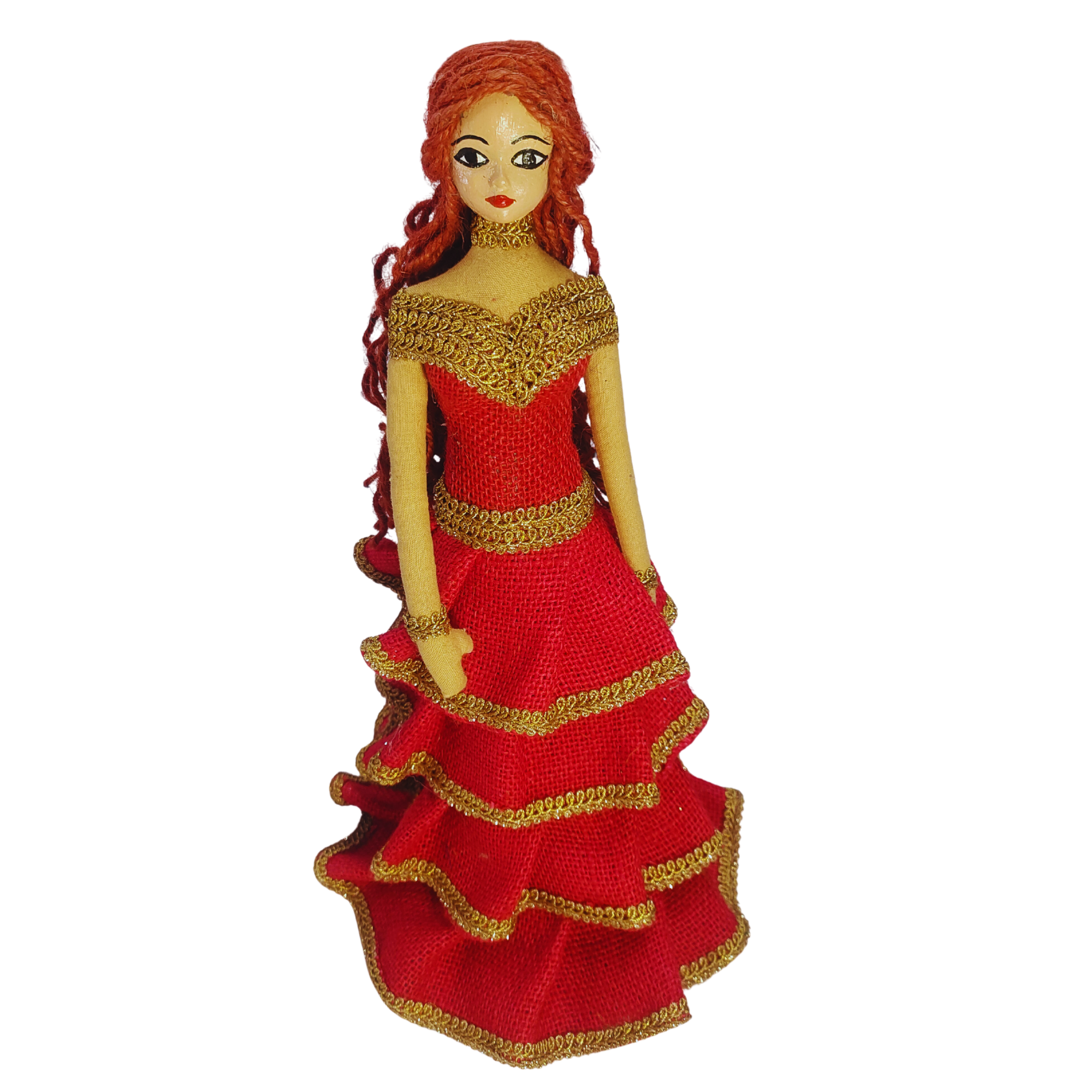 Handmade Princess Doll | Crimson Red Designer Gown Doll | Artisan Decorative
