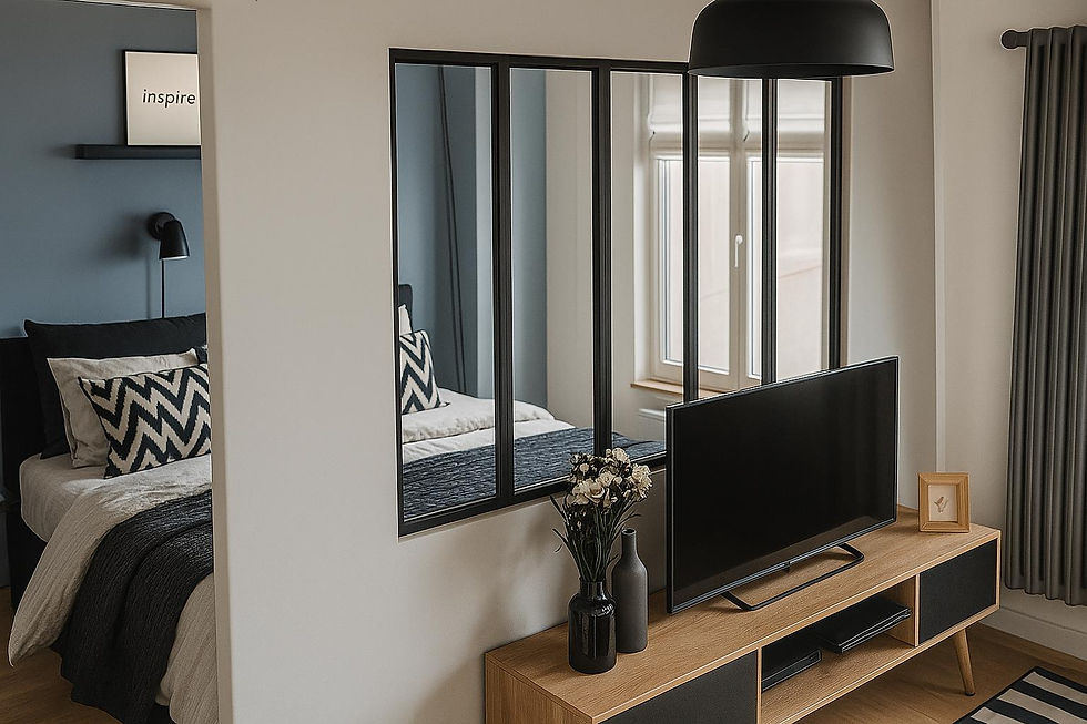 Chambre et salon séparée avec verrière atelier
