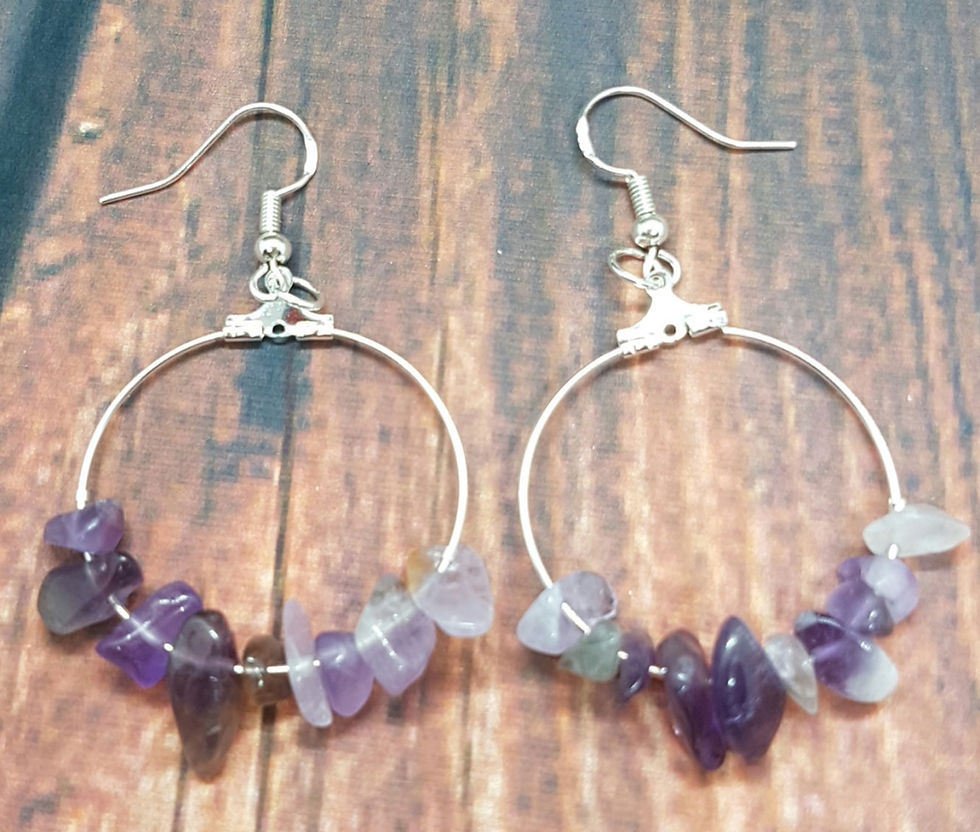 Healing crystal amethyst rose quartz stone hoop earrings