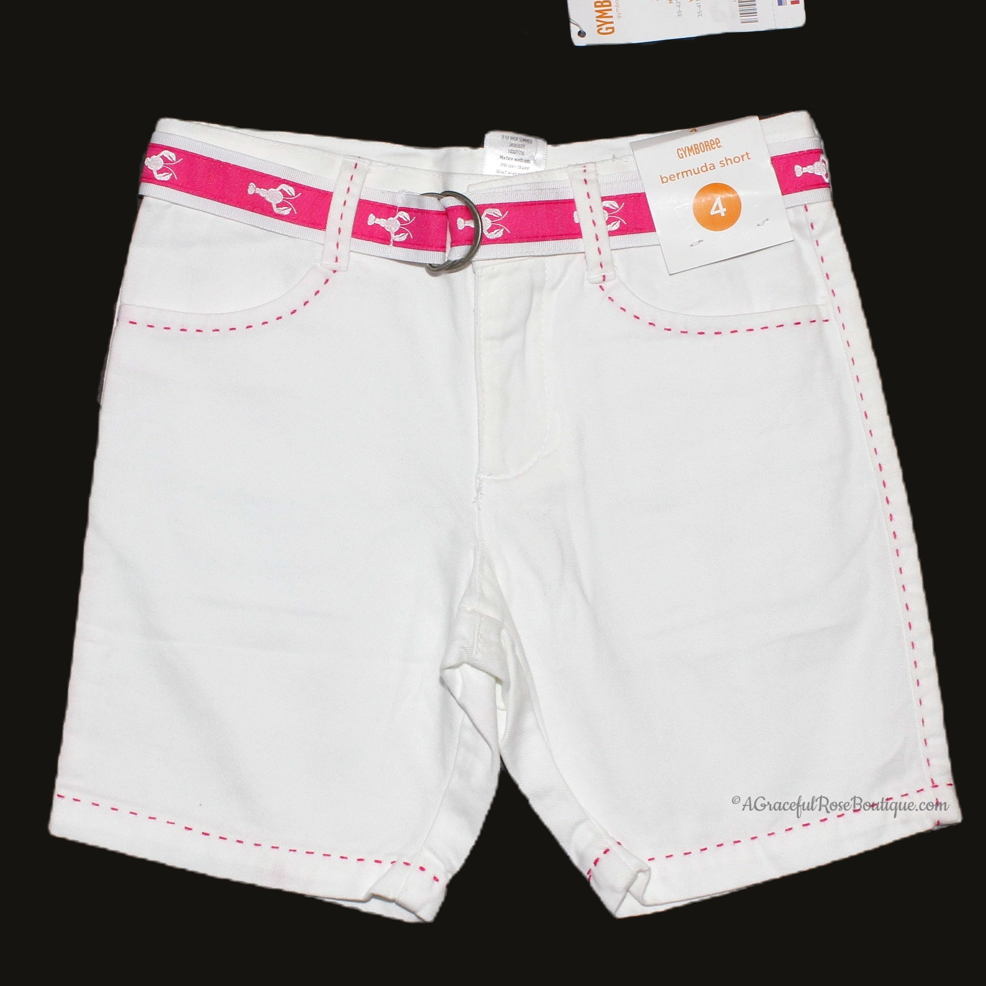 white bermuda shorts lobster front view