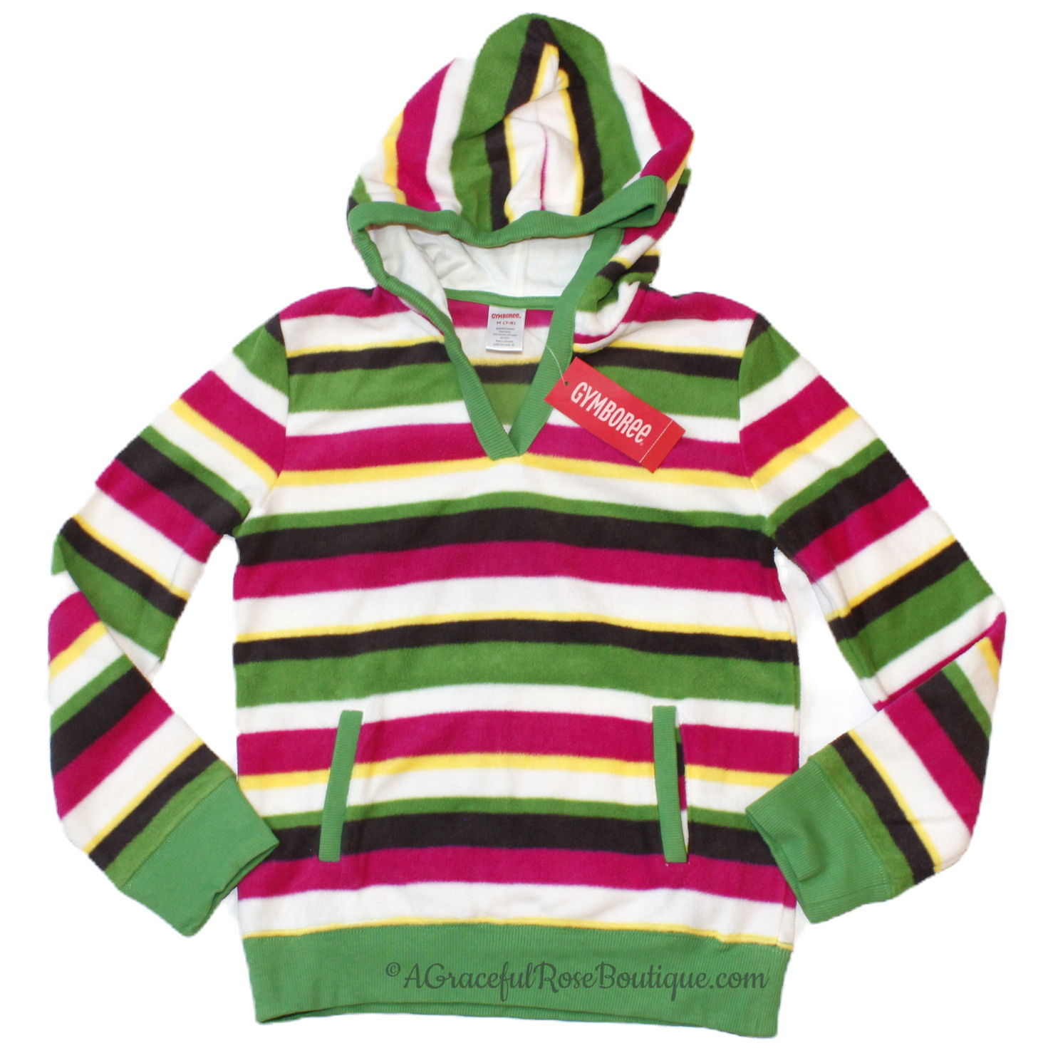 multi stripe fleece jacket front