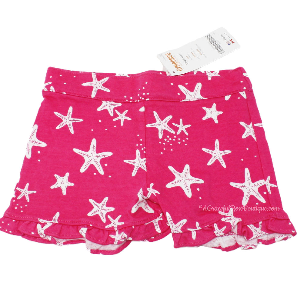 pink starfish ruffled shorts front view