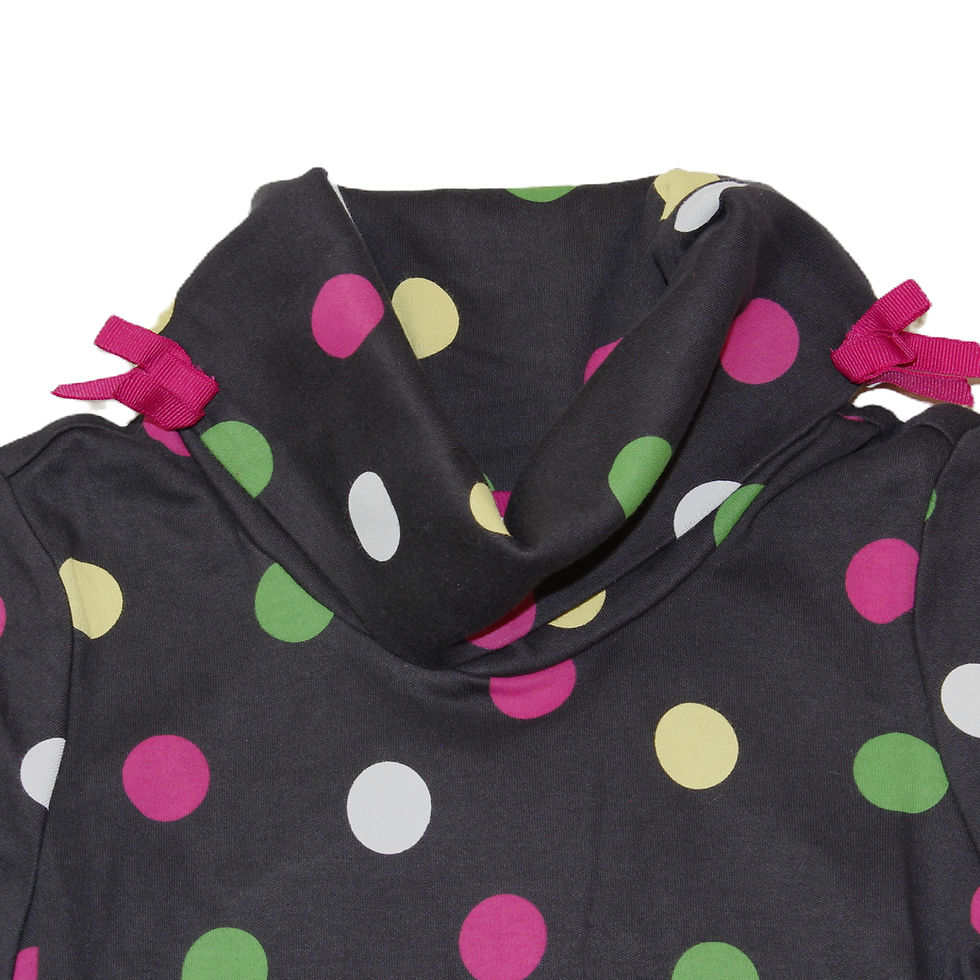 gray dot double sleeve dress neckline