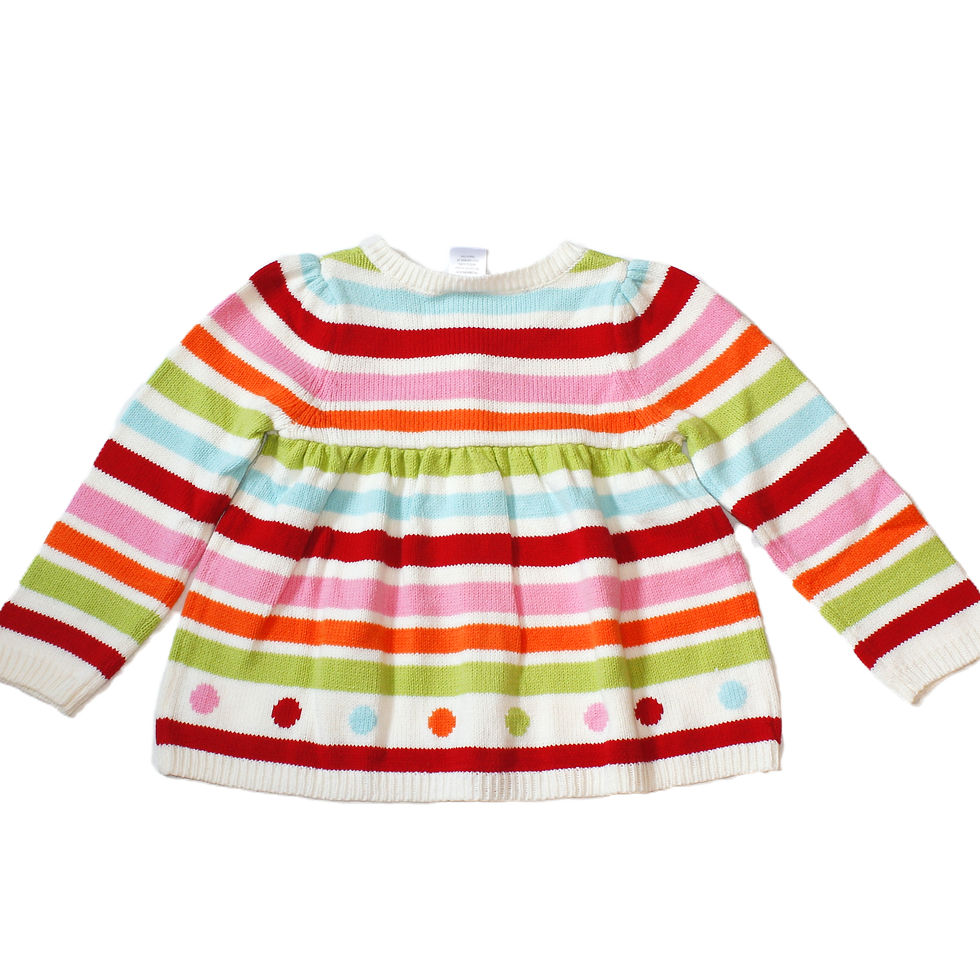 Thumbnail: multi striped dot cardigan sweater back view