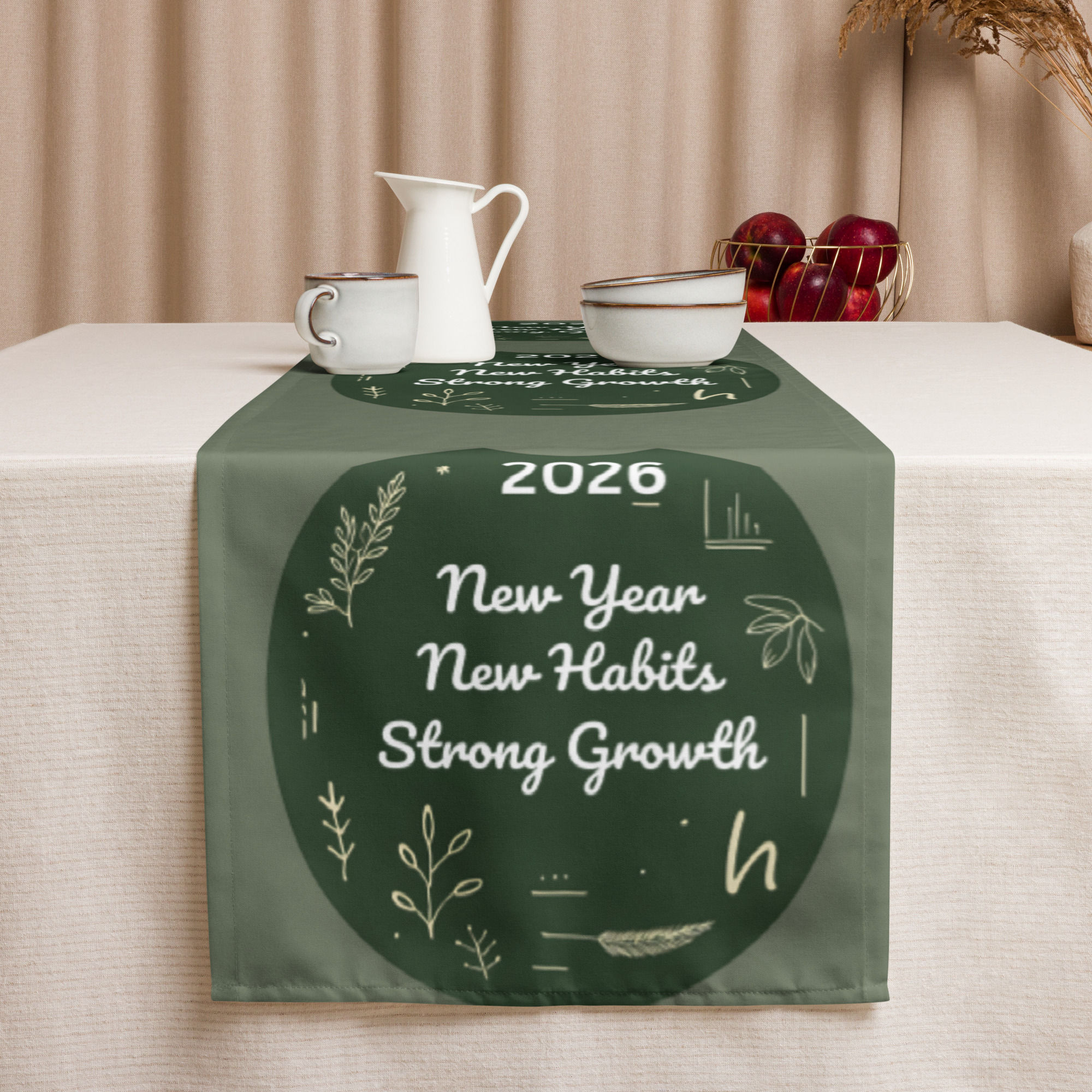 2026 New Year New Habits Strong Growth Table runner
