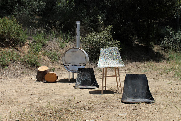 Prototype chair made from recycled plastic, demonstrating sustainable design through experimental craft processes