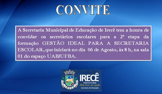 CONVITE: GESTÃO IDEAL PARA A SECRETARIA ESCOLAR.