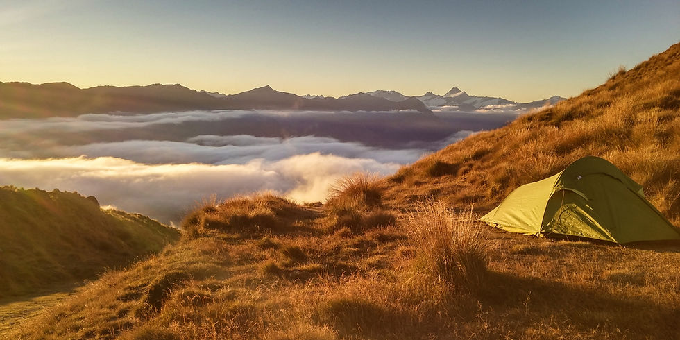 a camp set up by the cliff to view the beautiful scenery