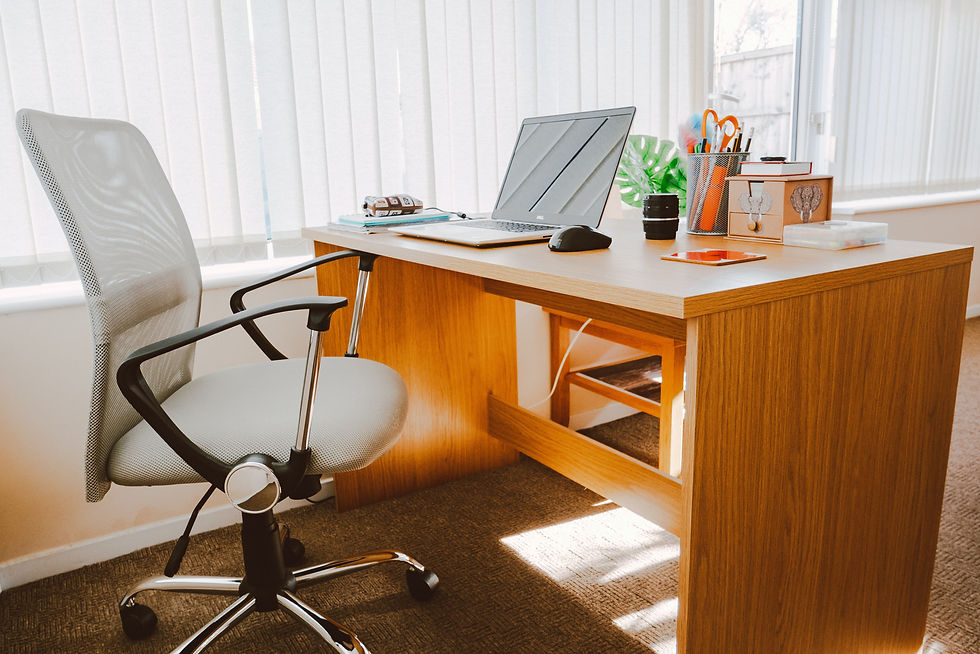 A home office desk cleaned up