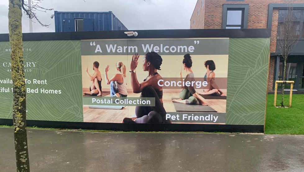 The Cavalry Site Livery Hoarding and Wayfinding designed and produced by 4 White Walls Ltd.
