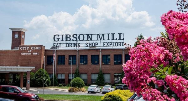 Gibson Mill main entrance and sign