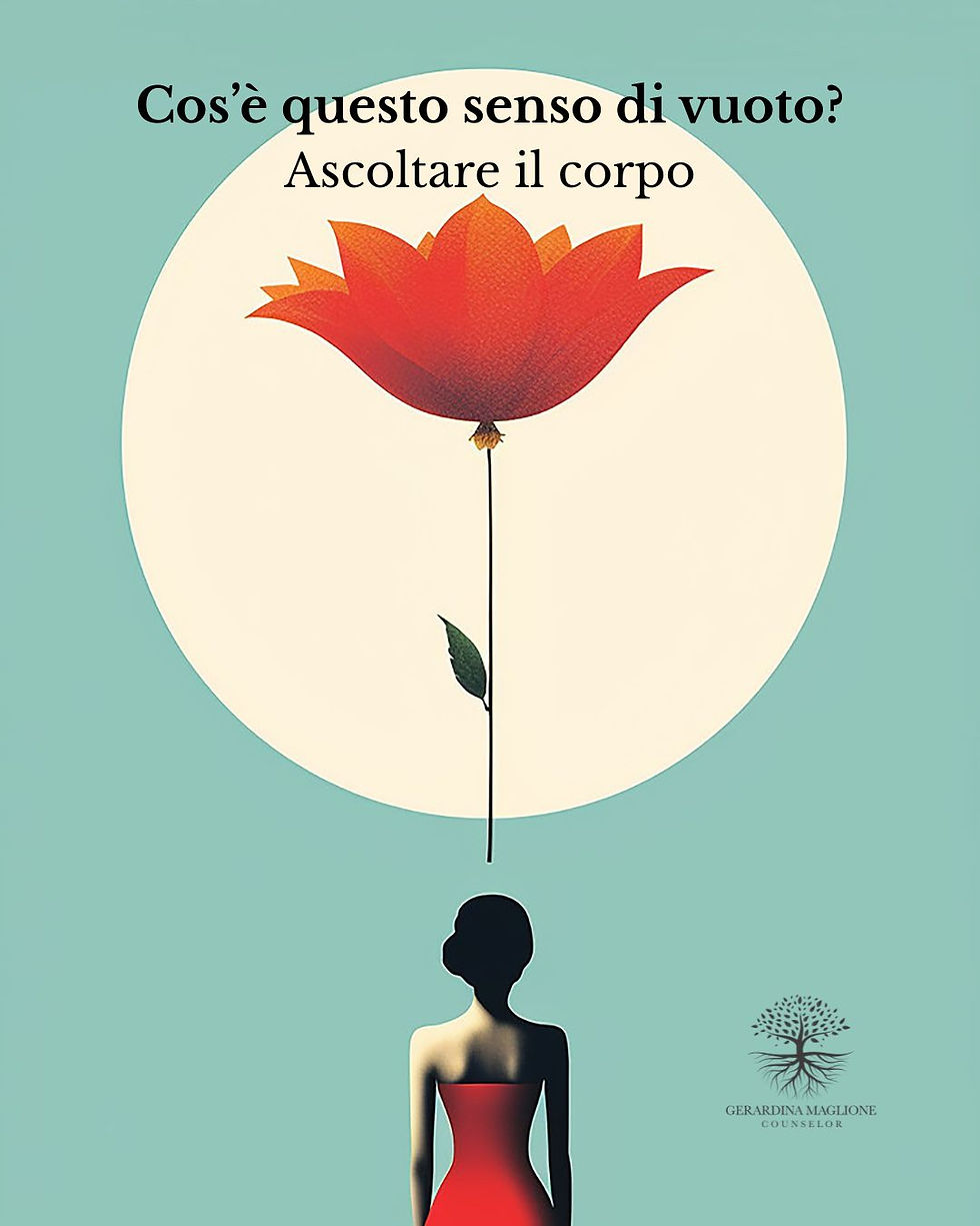 Una donna di spalle di fronte ad una grande luna piena e un fiore rosso gigante