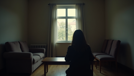 ambiente escuro e menina sozinha