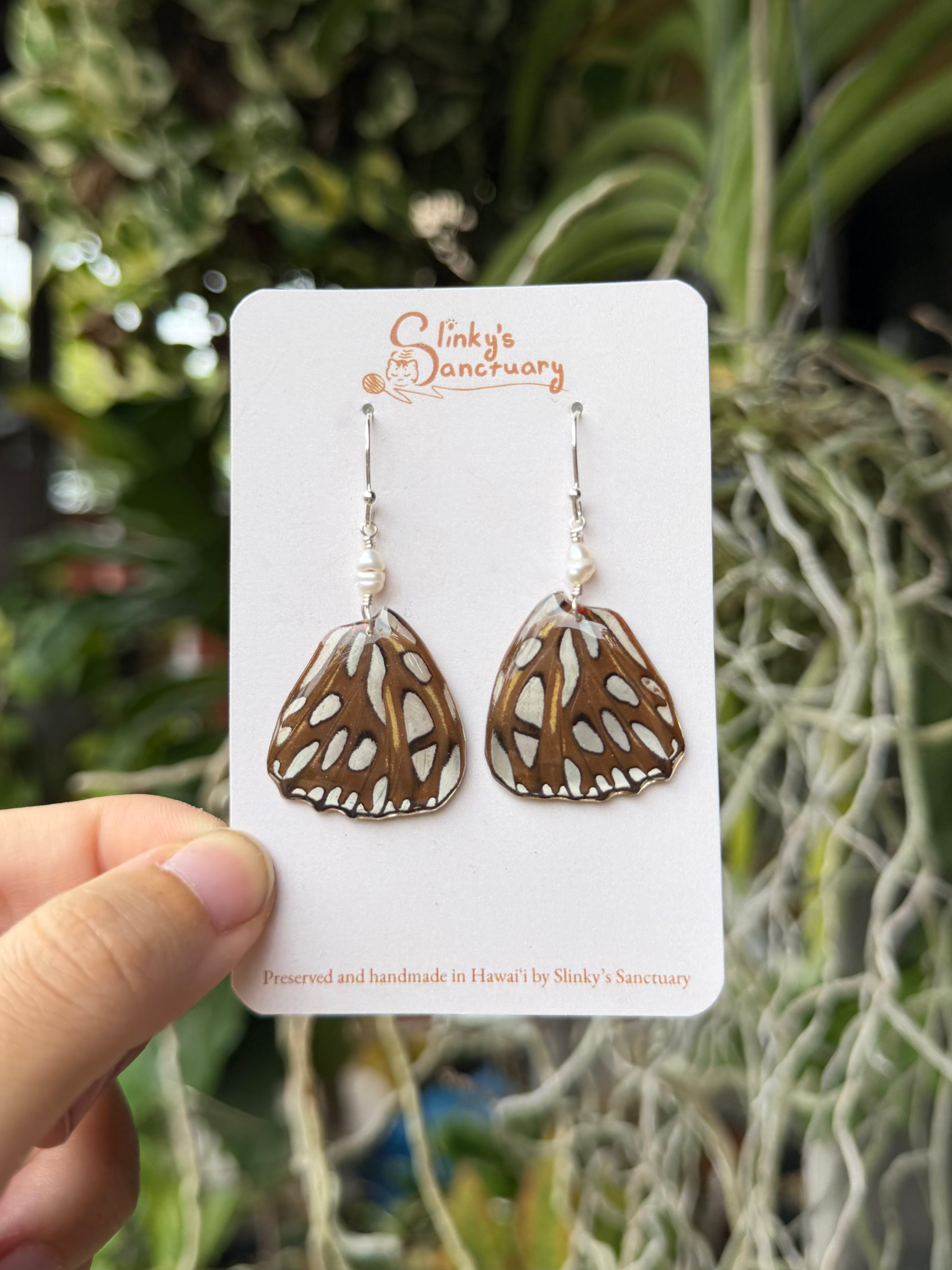 Gulf Fritillary Butterfly Earrings - Silver