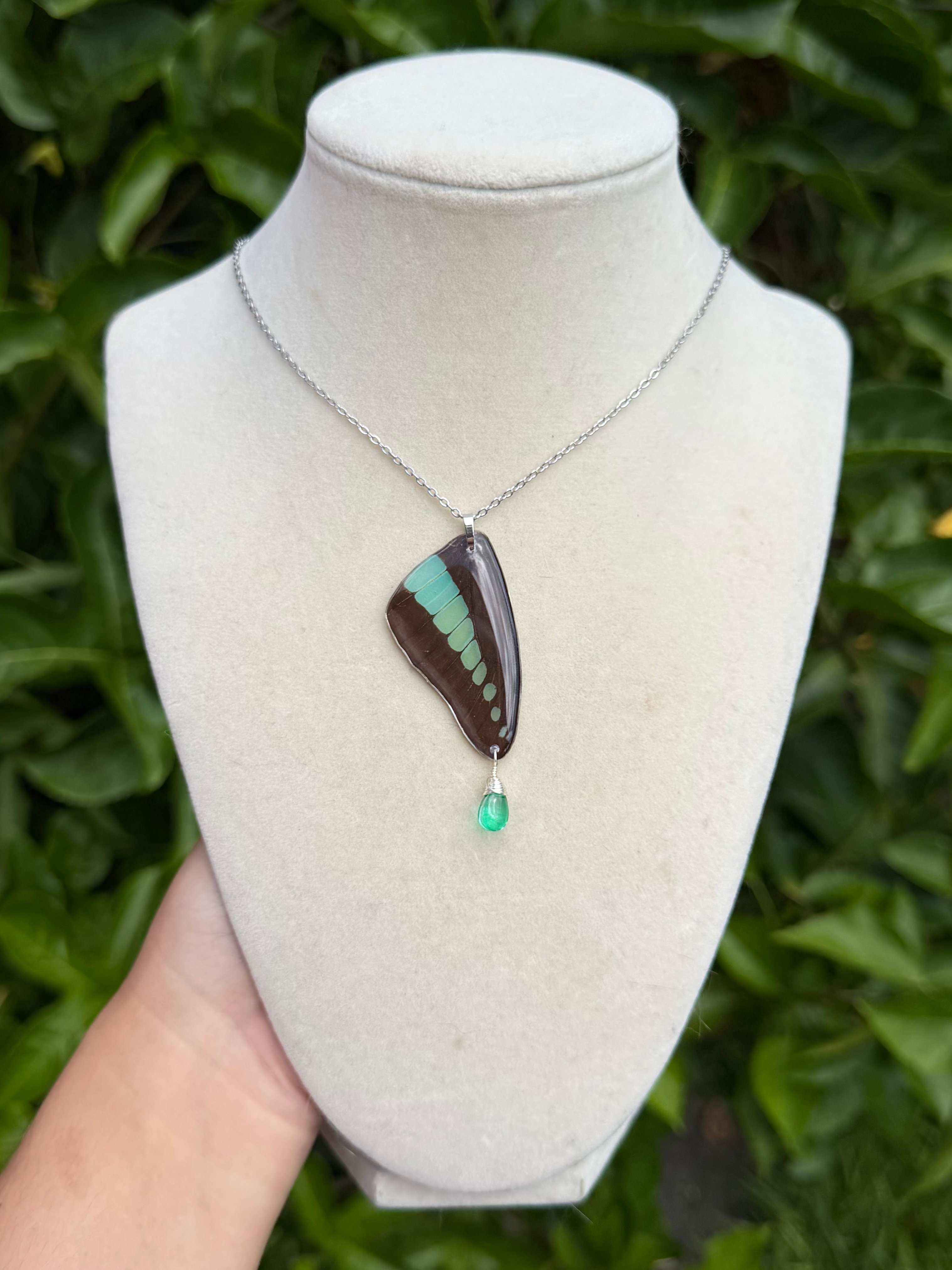 Common Bluebottle Butterfly Necklace - Silver