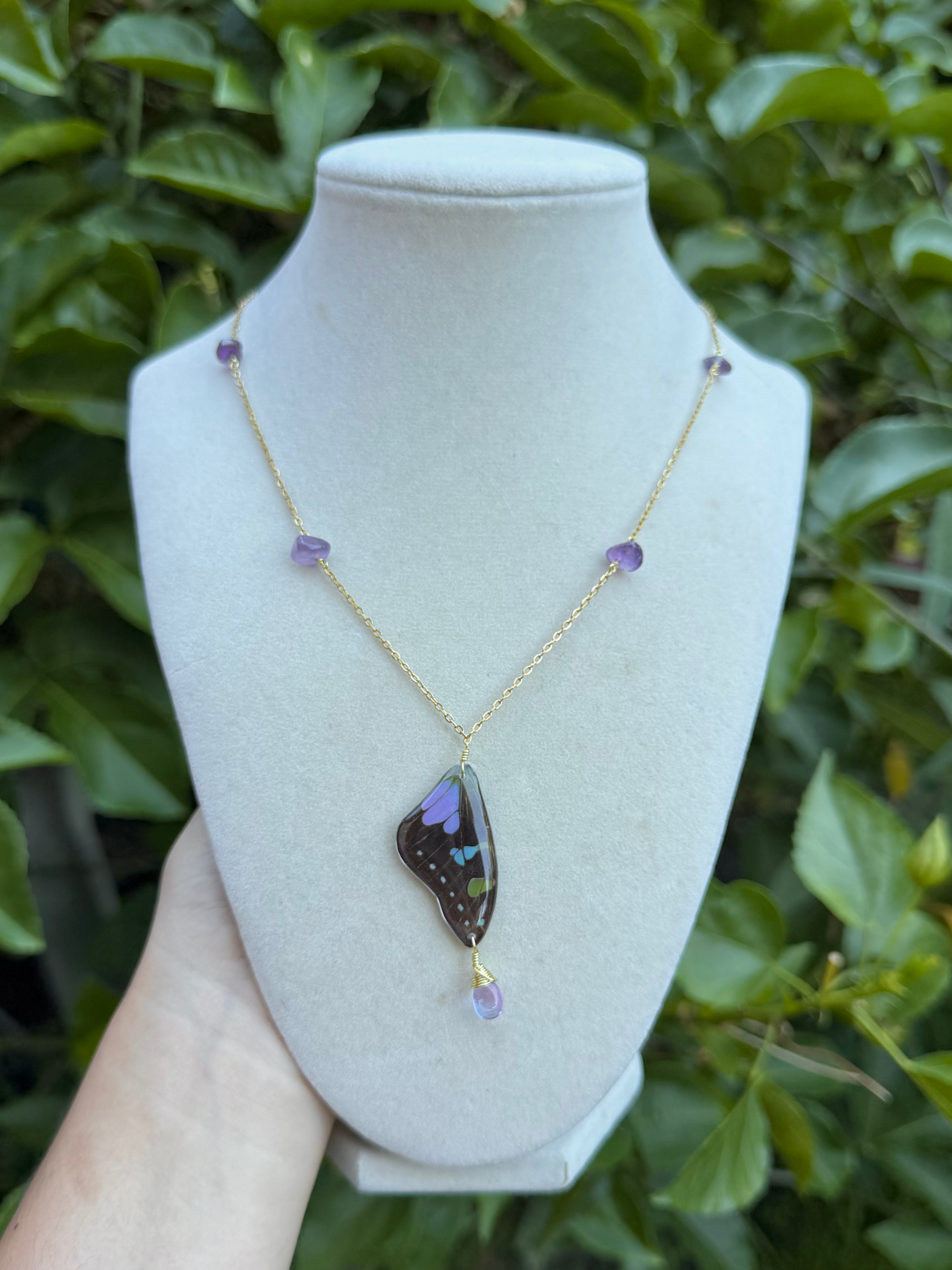 Purple Mountain Swallowtail Necklace - Gold