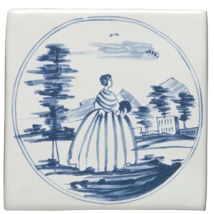 Thumbnail: Original Style English Delft Figures in a Landscape