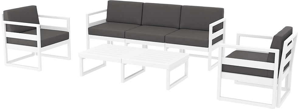 Miniaturbild: Loungeset Mykonos XL weiss mit dunkelgrau Kissen