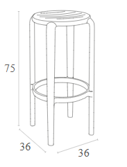 Miniaturbild: Gartenmöbel Barhocker für Gastronomie Tom Dimensionen